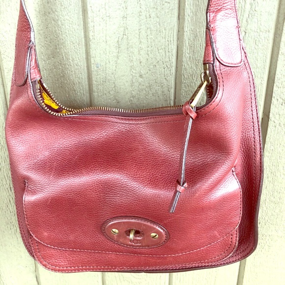 UGG Handbags - Ugg Burgundy Leather Shoulder Bag